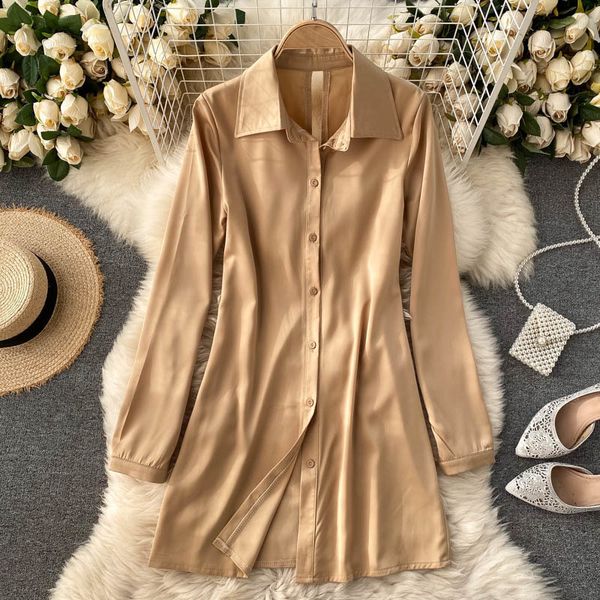 

2021 new feminine shirt skirt goddess fan xinji hollow backless temperament pure color dress b0ws, White