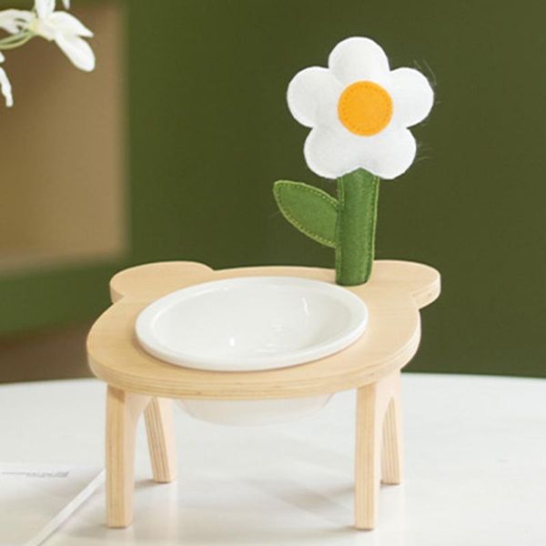 

cat bowls & feeders tilt 10Â° puppy single pet bowl for dog food eating and drinking with wooden frame pets supplies feeding dish