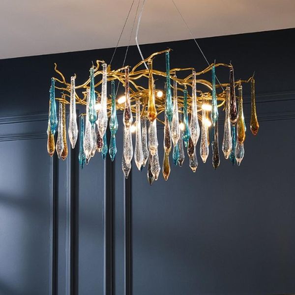 

chandeliers nordic luxury led crystal modern living room dining bedroom atmospheric water drop art lights lighting