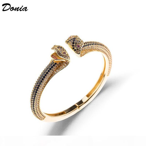 

donia jewelry fashion exaggeration european and american animal copper bracelet with zirconia adjustable opening bracelet, Black