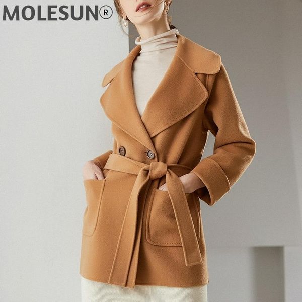 

women's wool & blends double-sided coat medium length 2021 autumn winter woollen cashmere cloth, Black