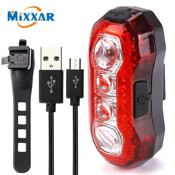

bike lights zk30 dropship rechargeable usb super bright rear tail light 5 lighting modes easy install red safety cycling