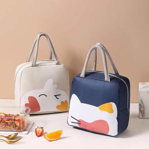 

storage bags 1pcs canvas handbag bucket cartoon print pattern lunch box bag shopping carrier portable picnic travel home