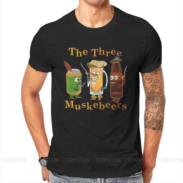 

men's t-shirts beer pun three muskebeers tshirt birra bier alcohol beverage printing comfortable t shirt men short sleeve gift clothes, White;black