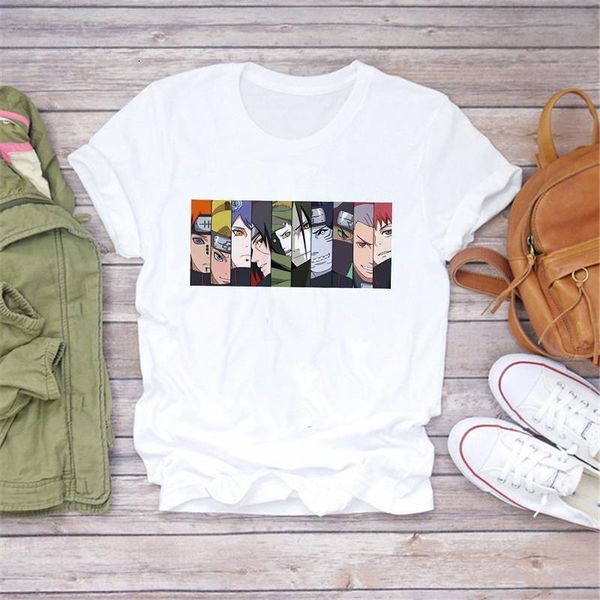 

girl's tshirt naruto summer harajuku cool short sleeve t shirt japanese anime funny printed streetwear plus size, White