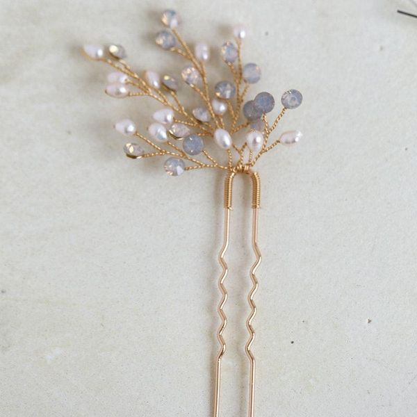 

hair clips & barrettes arrival freshwater pearl hairpin gorgeous opal crystals accessories bridal wedding jewelry, Golden;silver