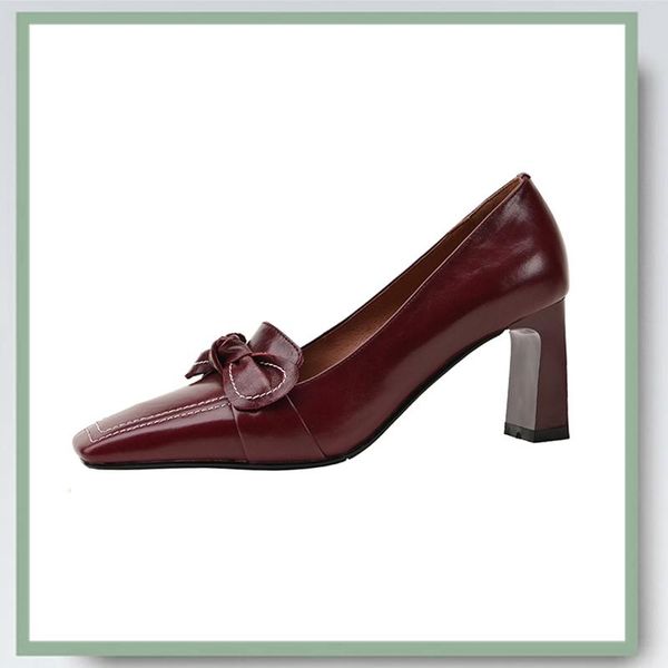 

dress shoes pumps formal vintage style square toe butterfly-knot sewing decoration 2 colors heel classic office, Black