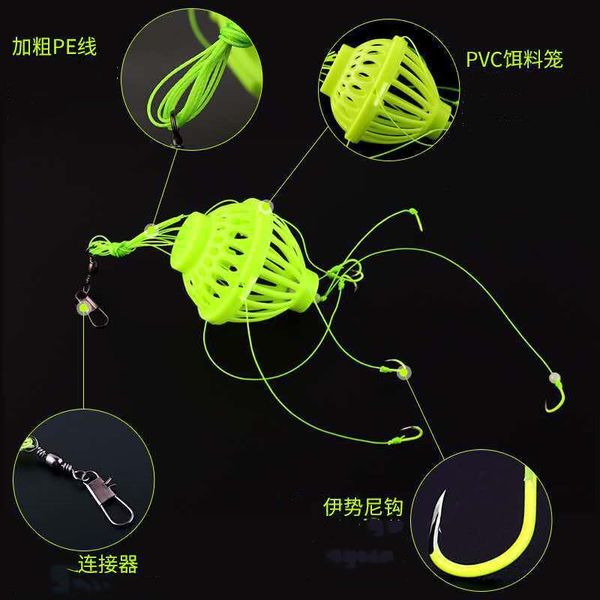 

fishing hooks carbon steel explosion baits cage plastics carp spherical tackle tools sea box hook monsters with six strong