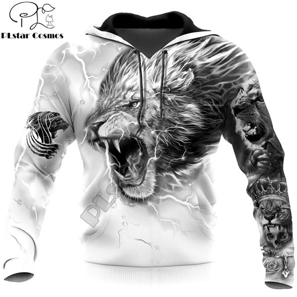 

lion tattoo 3d all over printed mens hoodies harajuku streetwear fashion hoodie autumn jacket tracksuits drop shipping 201128, Black