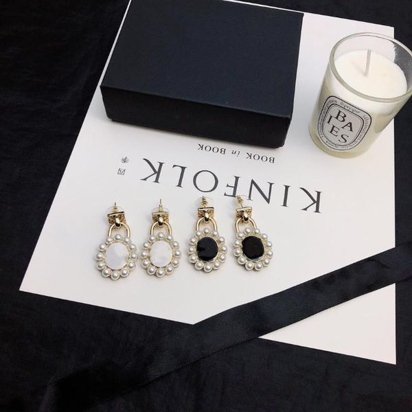 

stud fashion jewelry for women pure 925 sterling sliver neddle classical vintage pearls resin earrings, Golden;silver