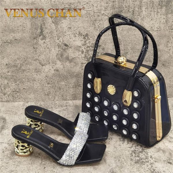 

dress shoes 2022 autumn est arrivals slingbacks comfortable heels sandals matching bag set in black color for wedding