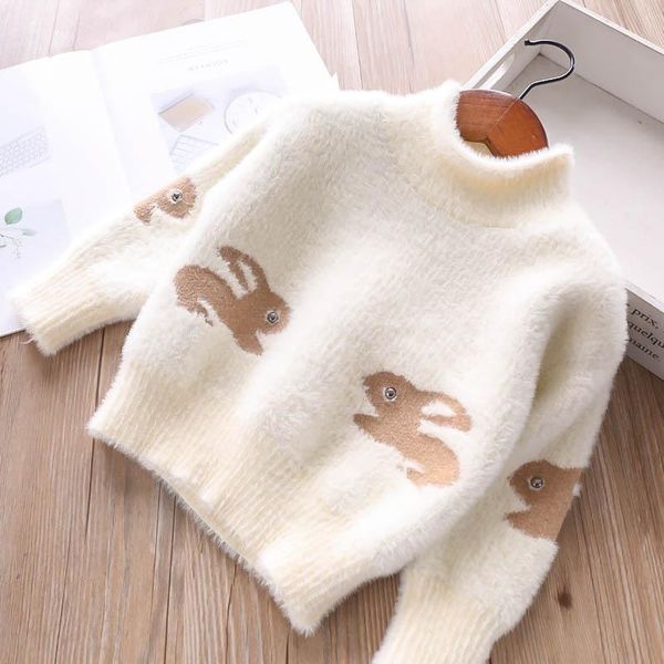 

pullover autumn winter girl casual cotton sweaters kids cartoon animals clothes toddler knitting pullovers girls woolen long sleeve coats, Blue