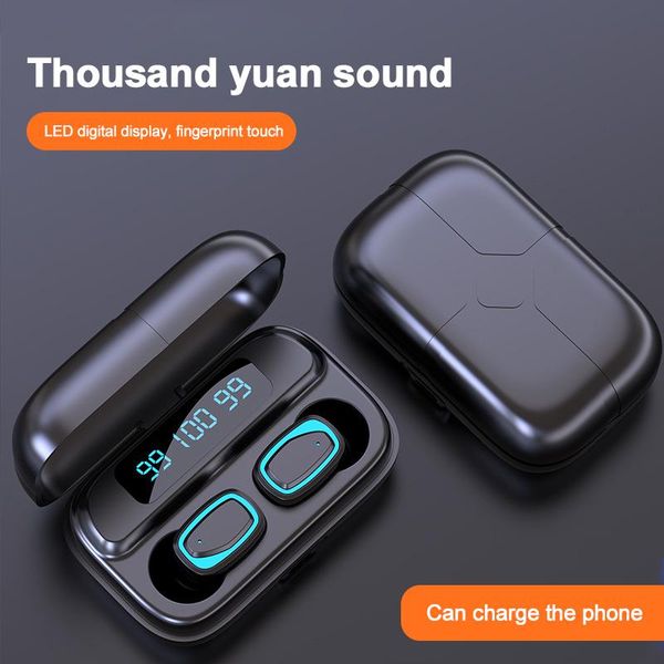 

1pcs wireless earphones ks01 v5.0 in-ear tws touch control led monitor stereo earset sports noise reduction with mic