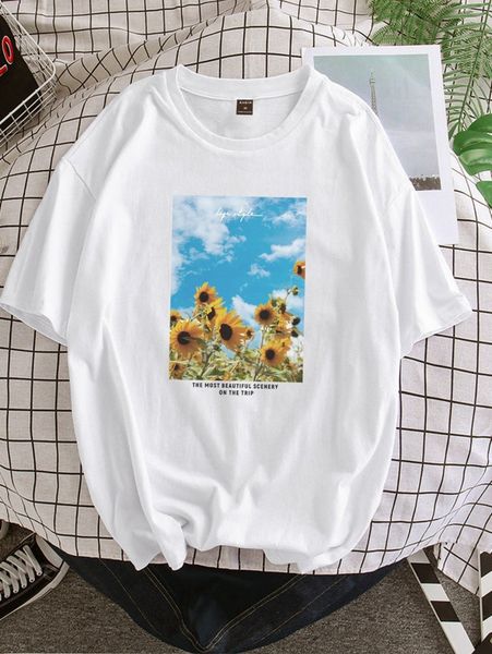 

men slogan & floral print tee l3j0#, White;black