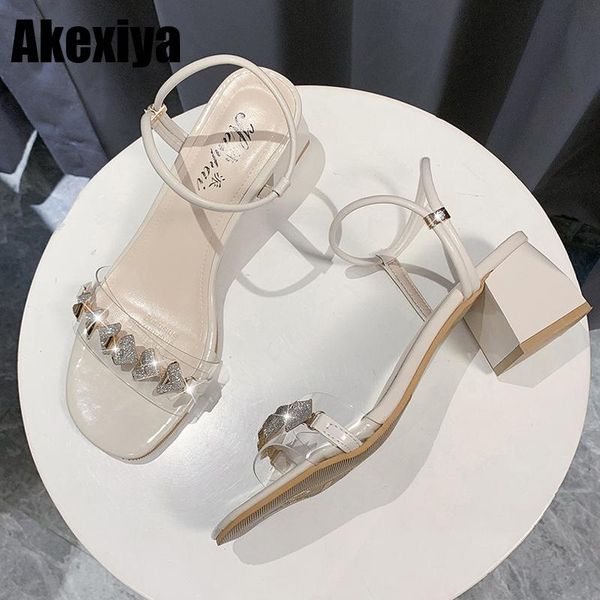 

2021 chic design gladiator sandals women open toe rhinestone pearl love heart chunky high heel shoes woman wedding shoes bc073, Black