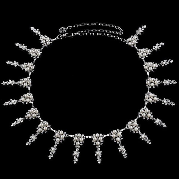 

wholesale pearl decorated adjustable melt chain belt women belly dance costume accessory silver ing, Black;red