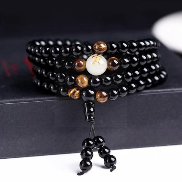 

link, chain lover black natural crystal bracelets rainbow eye obsidian bracelet for men women gourd multilayer jewelry pendant e8c7