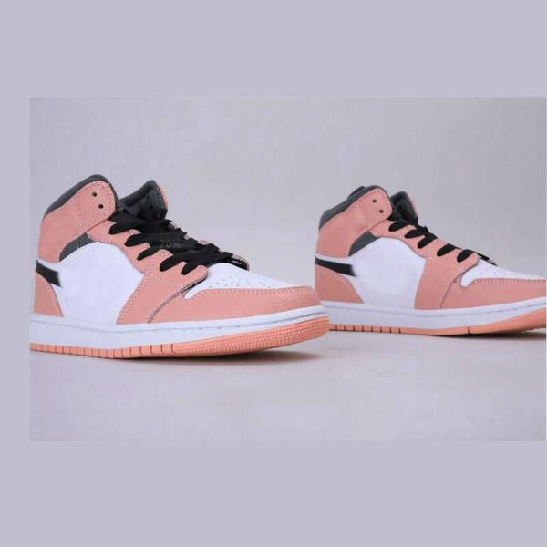 

women 1 1s mid pink quartz basketball shoes for girls sports shoe outdoor trainers womens sneakers, White;red