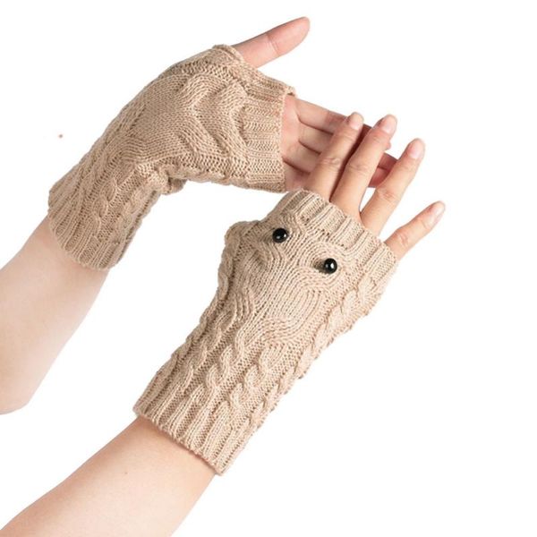 

five fingers gloves women' winter stylish hand warmer crochet knitting hollow heart mitten warm fingerless, Blue;gray