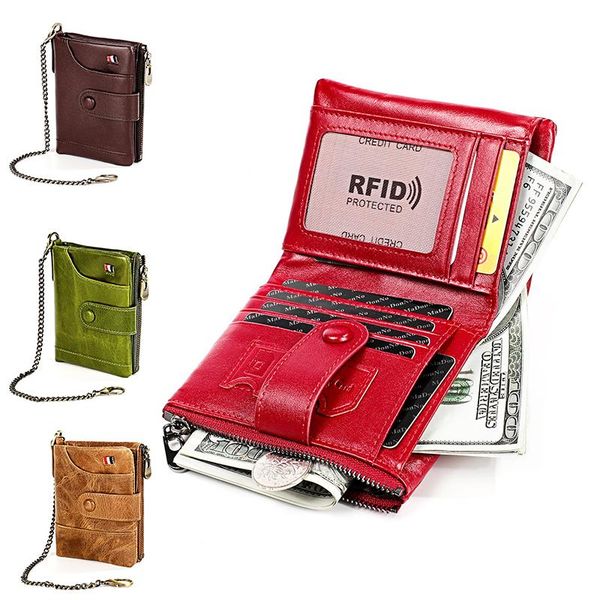 

women short wallet 2021 new coin purse card holder integrated leather folding soft cowhide clip small exquisite and versatile, Red;black
