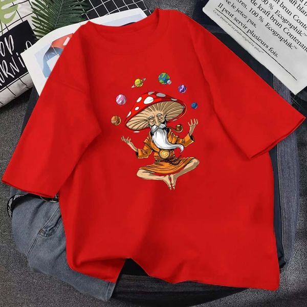 

men's t-shirts summer style magic mushroom thinker harajuku t-shirt 14-color neutral cotton round neck hippie humor daily short-sleeved, White;black