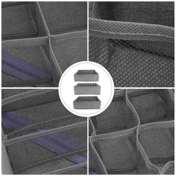 

storage drawers 3pcs folding box home sock container drawer cases (gray)