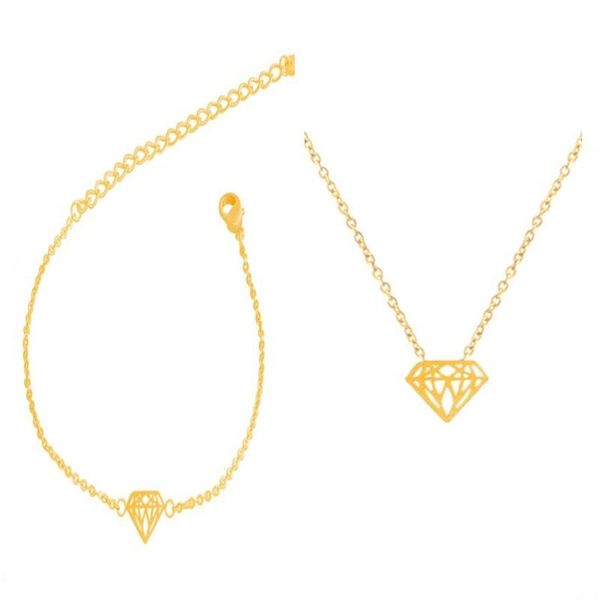 

earrings & necklace fashion cone geometric jewelry sets colar necklaces pendants charms bracelet women stainless steel party gi, Silver