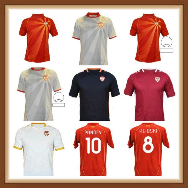 

north macedonia soccer jersey pandev 2021 2022 nation team red home and away jahovic alioski ibraimi men kit football shirt, Black;yellow