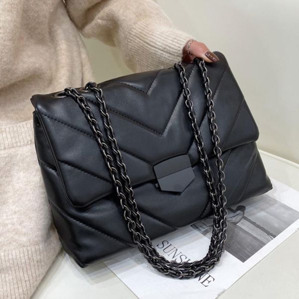 

evening bags fashion chain women's handbags pu leather shoulder crossbody for women 2021 younth ladies trended bag luxury female sac