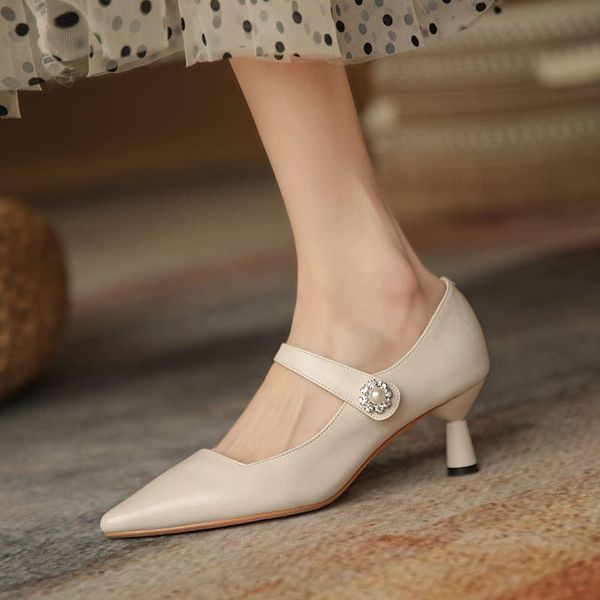 

dress shoes comfortable soft genuine leather high heels end spring fashion leisure women night club party heel, Black