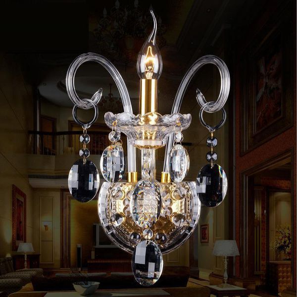 

wall lamp modern crystal droplight for bedroom home indoor lighting gold candle clear sconce led light abajur