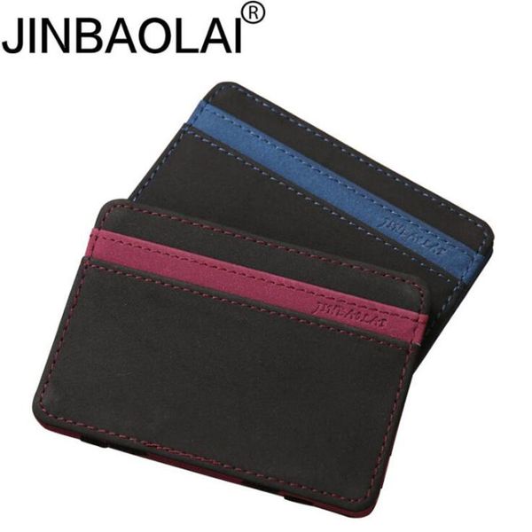 

wallets jinbaolai wallet magic holder mini slim purse genuine leather men 100pcs/lot, Red;black