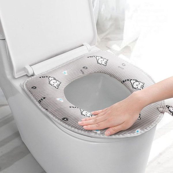 

cushion/decorative pillow winter washable soft bathroom toilet seat cover warmer cartoon cat printed closestool