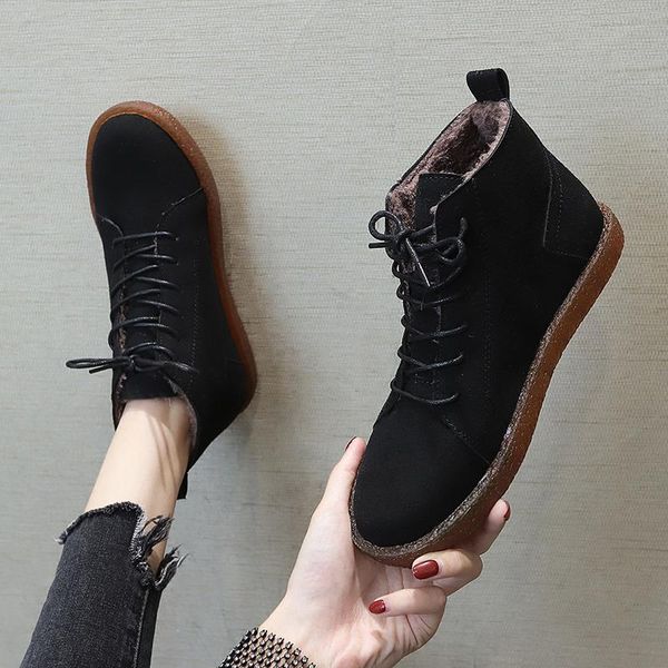 

boots female british wind 2021 flat bottom harajuku style retro short, Black
