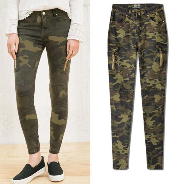 

summer 2018 ladies ripped jeans woman mid waist camouflage army pants for women joggers jeans trousers pantalon femme1, Blue