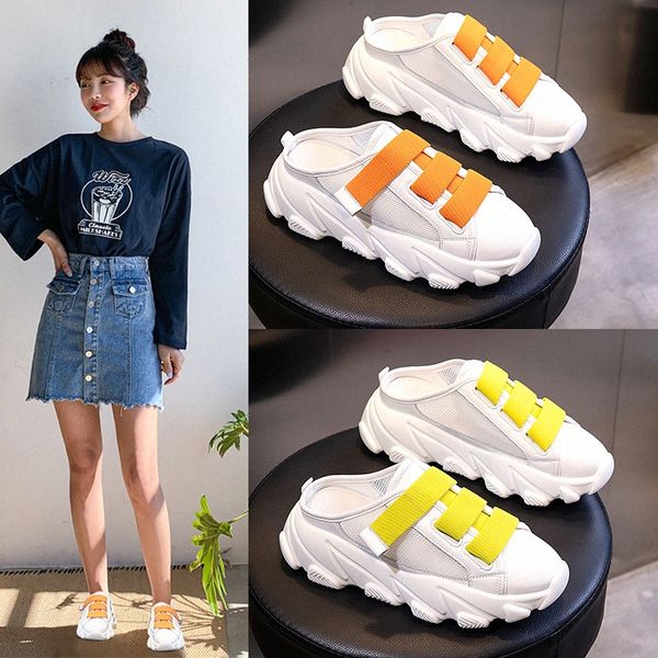 

cinessd genuine leather platform shoes woman thick bottom flat sandals women 2020 summer slippers for women white outside slides l0tg#, Black