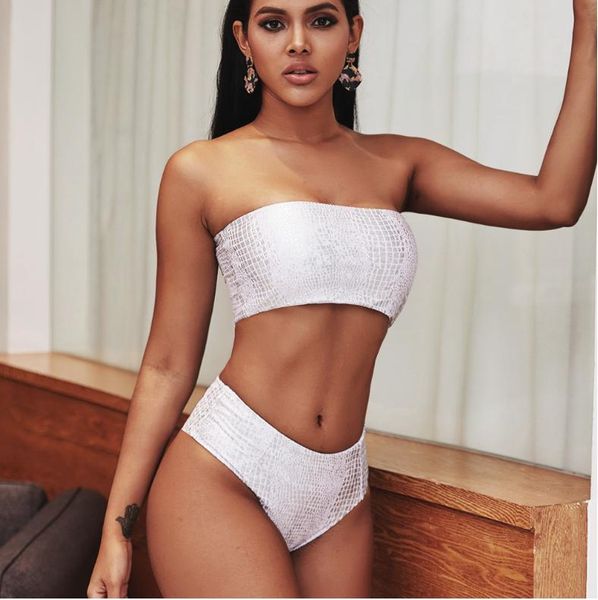 

women's swimwear arrival women colorful snake pattern bikini high waist two piece, White;black