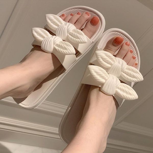 

slippers women falt soild bow sandals ladies fashion leisure beach shoes slip on casual comfortable female footwear 2021 summer, Black