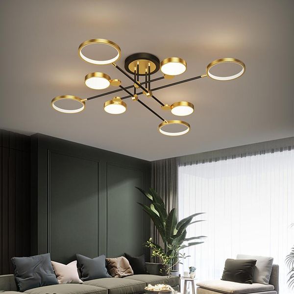 

modern led chandelier lighting for living room bedroom new lamp gold frame aluminum dropshipping indoor fixture light lustres