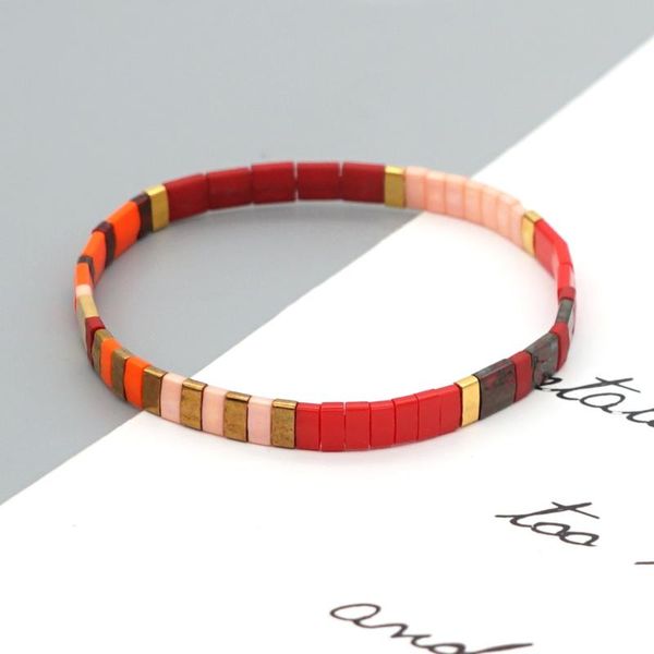 

beaded, strands color matching tila rice beads small bracelet lovers square beaded hand jewelry gift to girlfriend couple bead, Black
