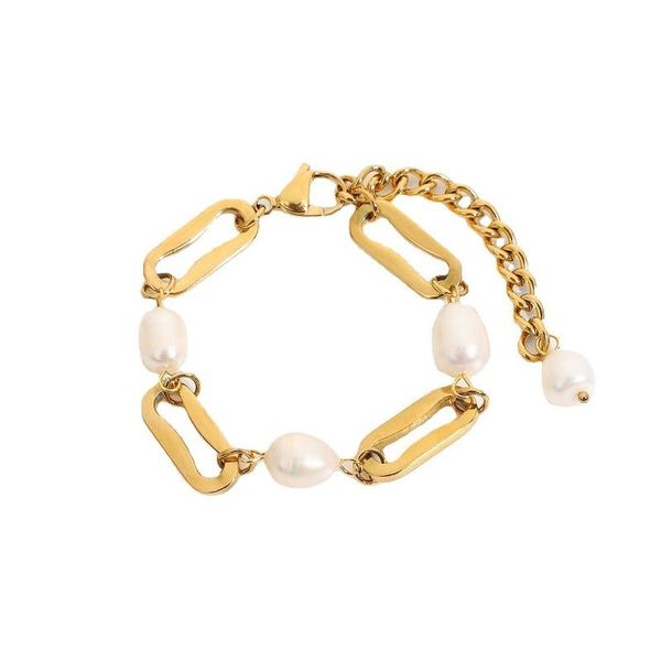 

link, chain fashion trendy artificial pearl bracelet sweet temperament plating bangle adjustable size party jewelry, Black