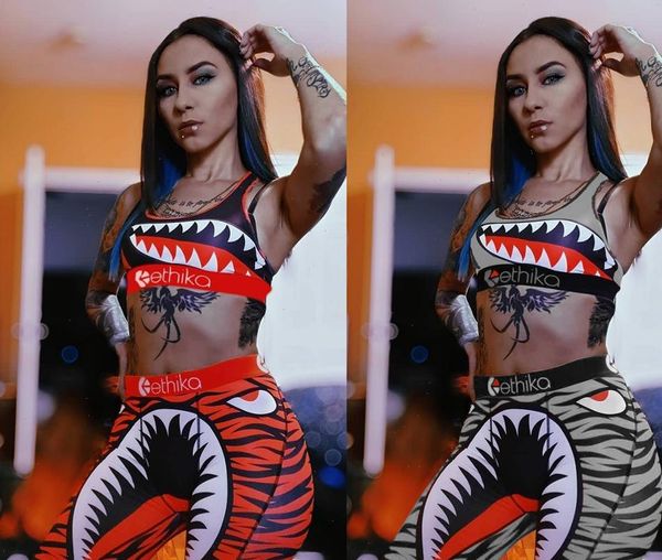 

vazn summer 2021 new women beach style sleeveless hanging neck short elastic short pants printed comfortable sets lsl6229, Gray