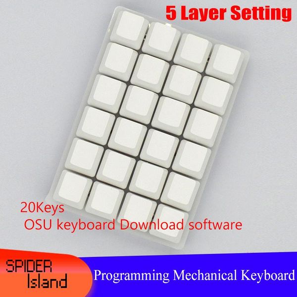 

keyboards 24keys programmable mechanical keyboard macro keypad blue / red switch diy customize usb programming shortcut key osu media