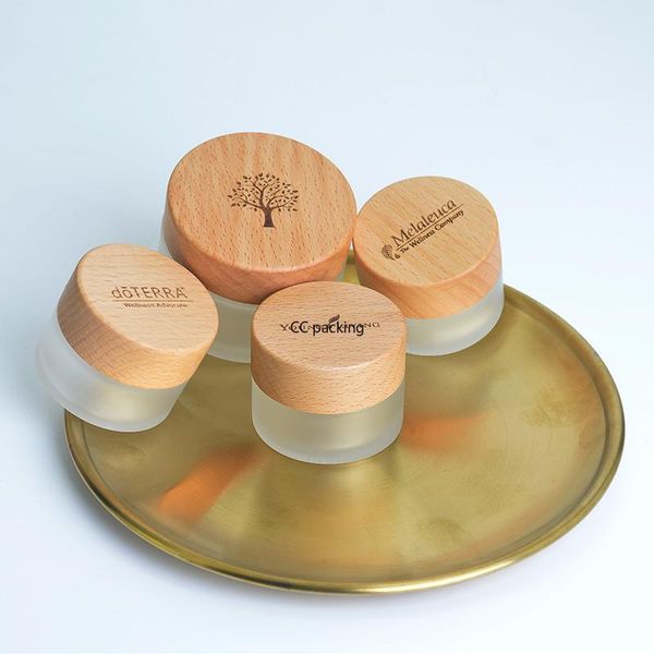 

storage bottles & jars wholesale50g 105pcs/lot customized logo natural bamboo cosmetic packaging essence cream container