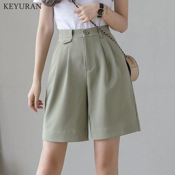 

women's shorts summer 2021 casual cargo high waist chic front pleats short pants wide leg pant elegant loose trousers pocket, White;black