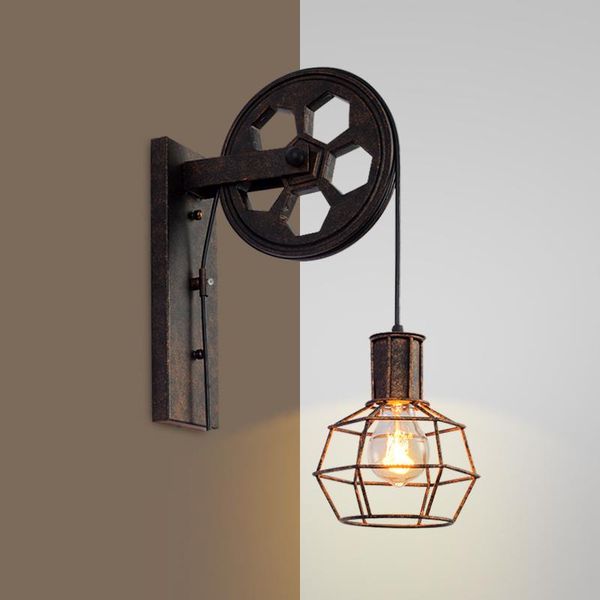 

wall lamp loft retro industrial lifting pulley personalized restaurant corridor