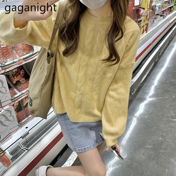 

women's sweaters gaganight women sweater 2021 autumn winter korean chic retro thick twist solid color inner long-sleeved loose knit sli, White;black