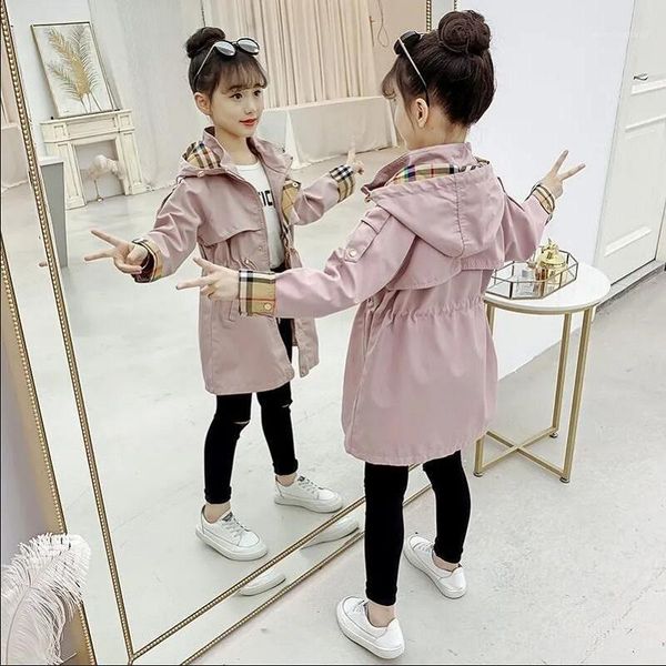 

jackets spring teens kids clothes girls for children's windbreaker cotton hooded girdle trench casual outerwear1, Blue;gray