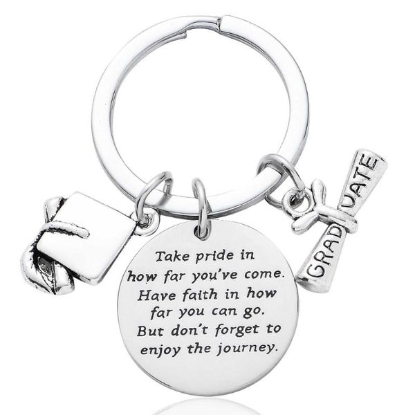 

keychains graduation gift take pride in how far you have come gifts for students keychain keyring key chains congratulation kids, Silver