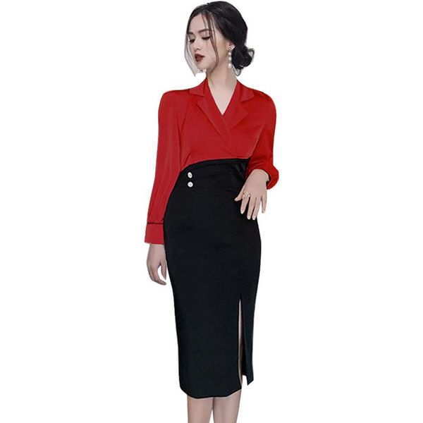 

new 2021 autumn spring women dresses elegant office ladies business work bodycon vestidos, Black;gray